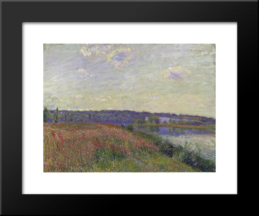 The Fields And Hills Of Veneux Nadon 20x24 Black Modern Wood Framed Art Print Poster by Sisley, Alfred
