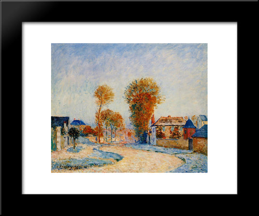The First Hoarfrost 20x24 Black Modern Wood Framed Art Print Poster by Sisley, Alfred