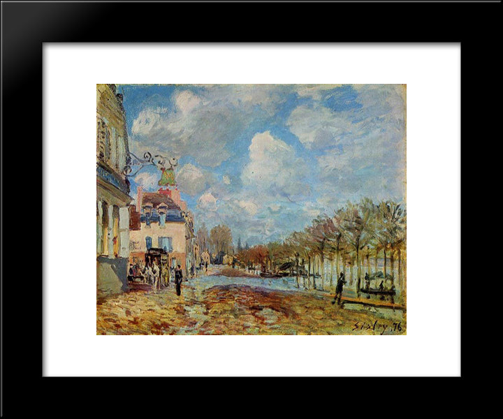 The Flood At Port Marly 20x24 Black Modern Wood Framed Art Print Poster by Sisley, Alfred