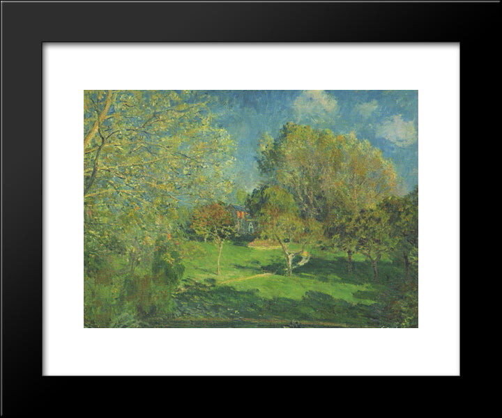 The Garden Of Hoschede, Montgeron 20x24 Black Modern Wood Framed Art Print Poster by Sisley, Alfred