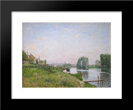 The Island Of Saint Denis 20x24 Black Modern Wood Framed Art Print Poster by Sisley, Alfred