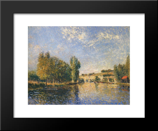 The Loing At Moret 20x24 Black Modern Wood Framed Art Print Poster by Sisley, Alfred