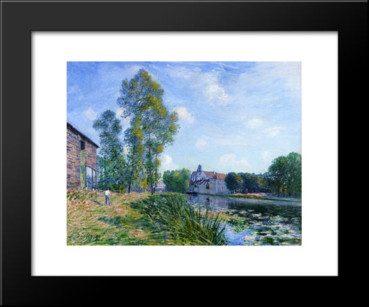 The Loing At Moret In Summer 20x24 Black Modern Wood Framed Art Print Poster by Sisley, Alfred