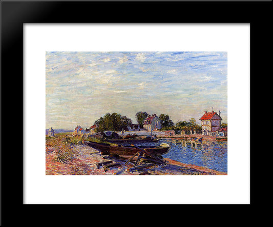 The Loing At Saint Mammes 20x24 Black Modern Wood Framed Art Print Poster by Sisley, Alfred
