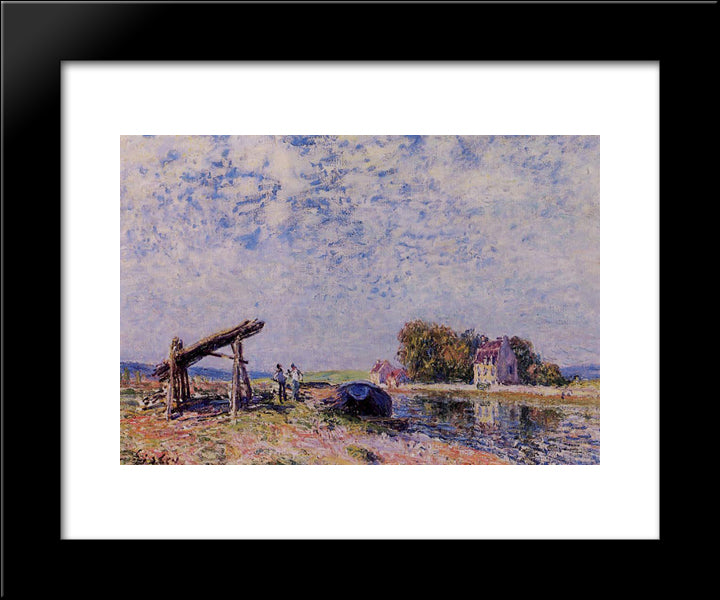 The Loing Canal At Saint Mammes 20x24 Black Modern Wood Framed Art Print Poster by Sisley, Alfred