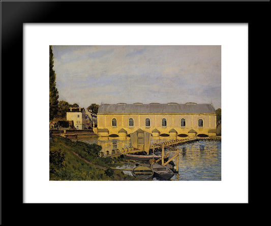 The Machine At Marly 20x24 Black Modern Wood Framed Art Print Poster by Sisley, Alfred