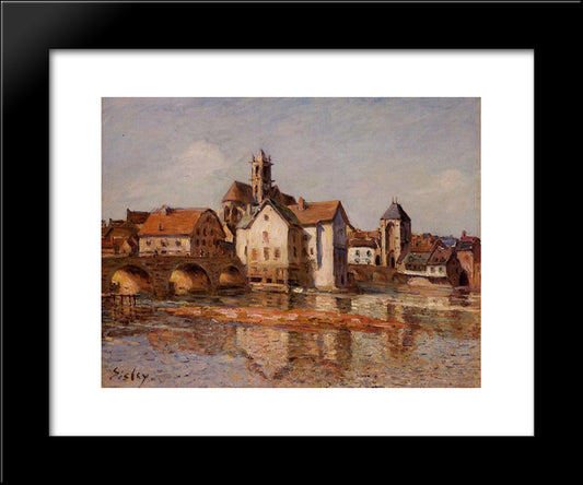 The Moret Bridge 20x24 Black Modern Wood Framed Art Print Poster by Sisley, Alfred