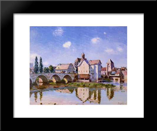 The Moret Bridge In The Sunlight 20x24 Black Modern Wood Framed Art Print Poster by Sisley, Alfred