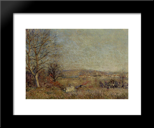 The Plain Of Veneux, View Of Sablons 20x24 Black Modern Wood Framed Art Print Poster by Sisley, Alfred