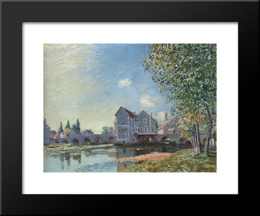 The Pont At Moret Afternoon Effect 20x24 Black Modern Wood Framed Art Print Poster by Sisley, Alfred