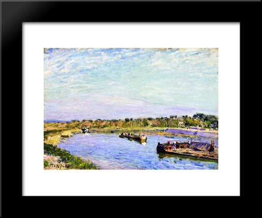 The Port Of Saint Mammes, Morning 20x24 Black Modern Wood Framed Art Print Poster by Sisley, Alfred