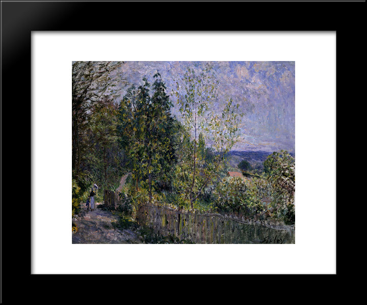 The Road In The Woods 20x24 Black Modern Wood Framed Art Print Poster by Sisley, Alfred