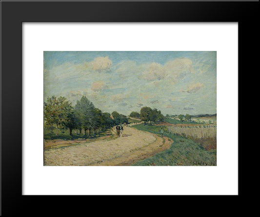 The Route To Mantes 20x24 Black Modern Wood Framed Art Print Poster by Sisley, Alfred