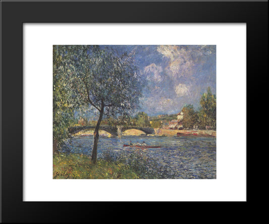 The Rowers 20x24 Black Modern Wood Framed Art Print Poster by Sisley, Alfred
