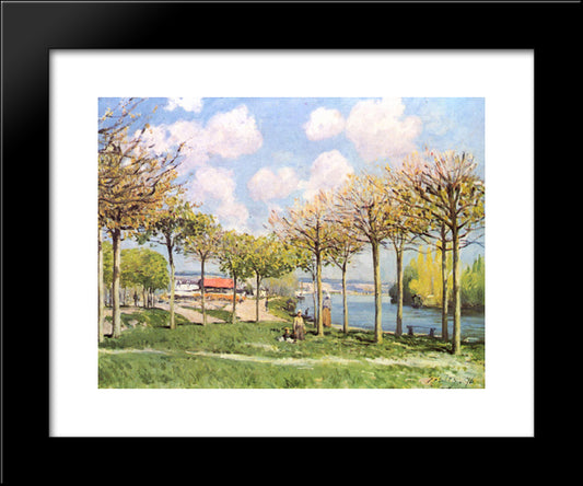 The Seine At Bougival 20x24 Black Modern Wood Framed Art Print Poster by Sisley, Alfred