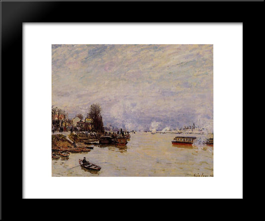 The Seine, View From The Quay De Pont Du Jour 20x24 Black Modern Wood Framed Art Print Poster by Sisley, Alfred