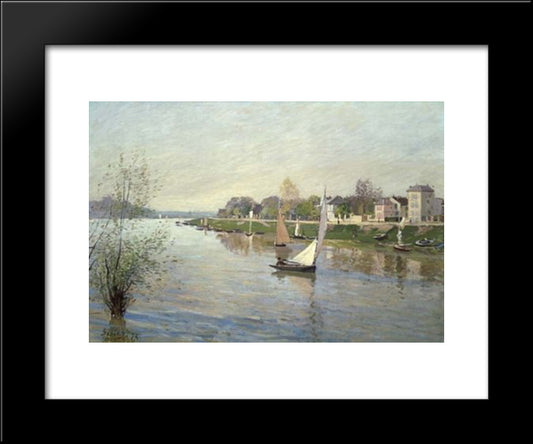 The Seine At Argenteuil 20x24 Black Modern Wood Framed Art Print Poster by Sisley, Alfred