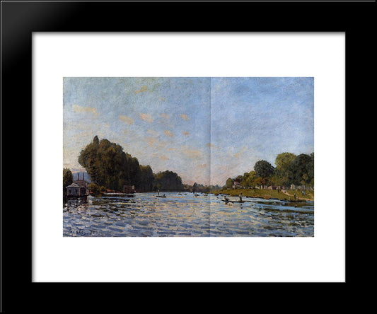 The Seine At Bougival 20x24 Black Modern Wood Framed Art Print Poster by Sisley, Alfred