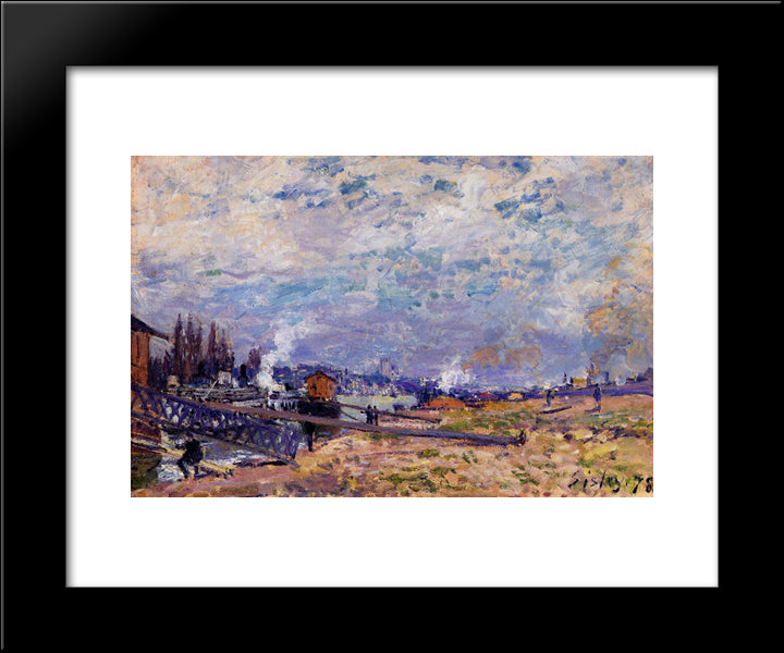The Seine At Grenelle 20x24 Black Modern Wood Framed Art Print Poster by Sisley, Alfred