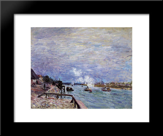 The Seine At Grenelle Rainy Wether 20x24 Black Modern Wood Framed Art Print Poster by Sisley, Alfred