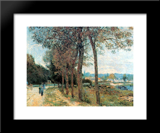 The Seine At Marly 20x24 Black Modern Wood Framed Art Print Poster by Sisley, Alfred