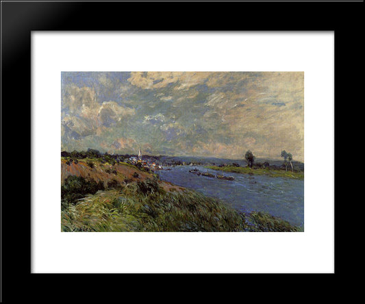 The Seine At Saint Cloud 20x24 Black Modern Wood Framed Art Print Poster by Sisley, Alfred