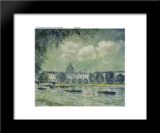 The Seine With The Institute Of France 20x24 Black Modern Wood Framed Art Print Poster by Sisley, Alfred