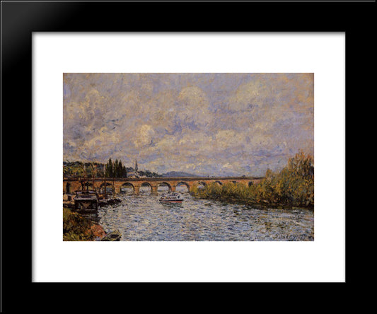 The Sevres Bridge 20x24 Black Modern Wood Framed Art Print Poster by Sisley, Alfred