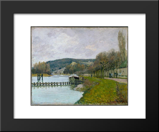The Slopes Of Bougival 20x24 Black Modern Wood Framed Art Print Poster by Sisley, Alfred