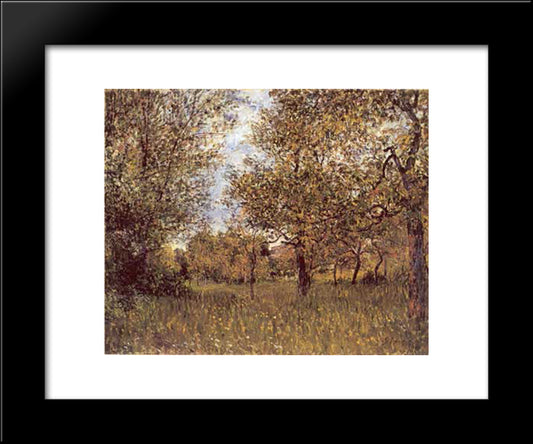 The Small Meadow At By 20x24 Black Modern Wood Framed Art Print Poster by Sisley, Alfred