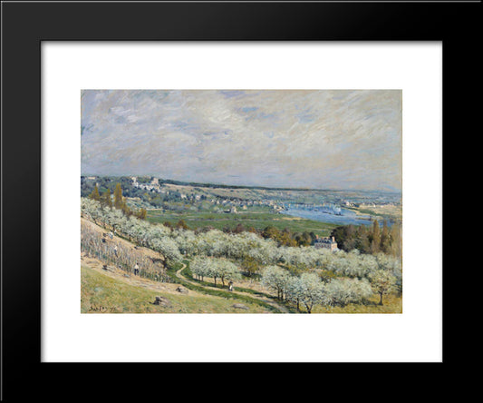 The Terrace At Saint Germain, Spring 20x24 Black Modern Wood Framed Art Print Poster by Sisley, Alfred