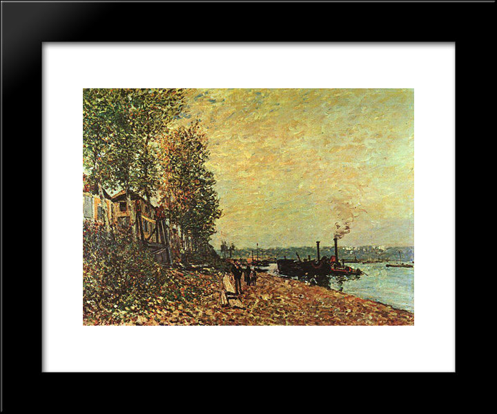 The Tugboat 20x24 Black Modern Wood Framed Art Print Poster by Sisley, Alfred