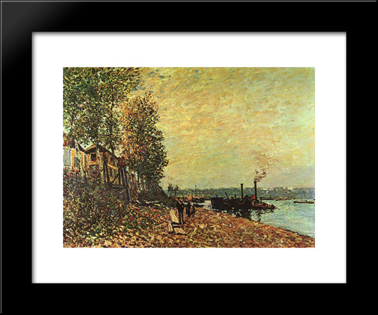 The Tugboat 20x24 Black Modern Wood Framed Art Print Poster by Sisley, Alfred
