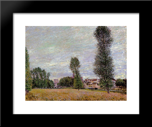 The Village Of Moret, Seen From The Fields 20x24 Black Modern Wood Framed Art Print Poster by Sisley, Alfred