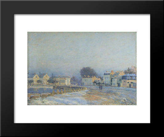 The Watering Place At Marly Le Roi Hoarfrost 20x24 Black Modern Wood Framed Art Print Poster by Sisley, Alfred