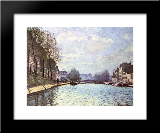 View Of The Canal Saint Martin 20x24 Black Modern Wood Framed Art Print Poster by Sisley, Alfred