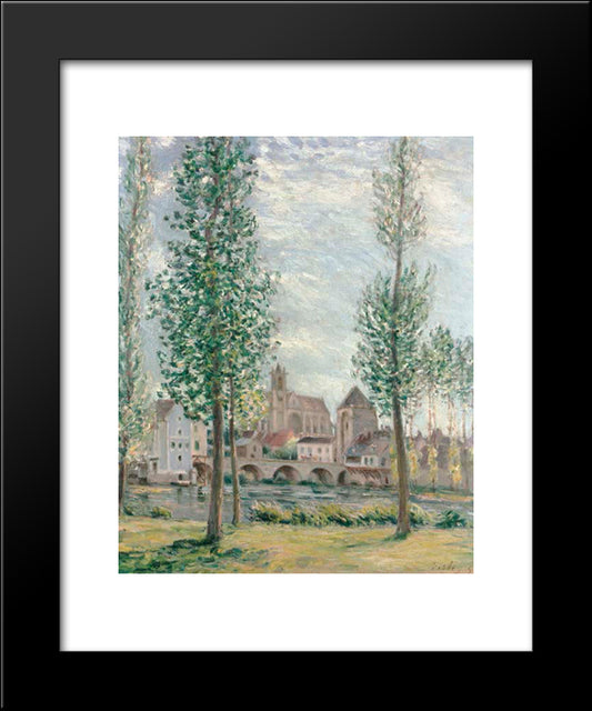 View Of Moret Sur Loing Through The Trees 20x24 Black Modern Wood Framed Art Print Poster by Sisley, Alfred