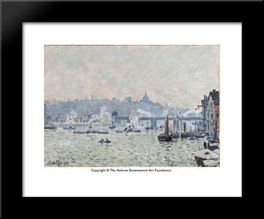 View Of The Thames Charing Cross Bridge 20x24 Black Modern Wood Framed Art Print Poster by Sisley, Alfred