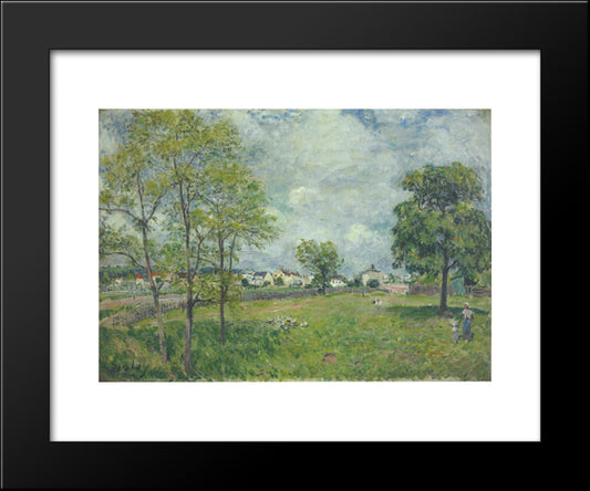 View Of The Village 20x24 Black Modern Wood Framed Art Print Poster by Sisley, Alfred