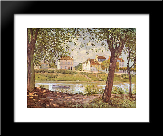 Village On The Banks Of The Seine 20x24 Black Modern Wood Framed Art Print Poster by Sisley, Alfred