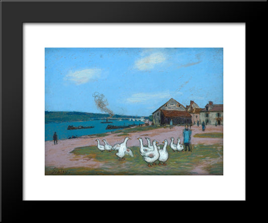 Village Of Saint Mammes 20x24 Black Modern Wood Framed Art Print Poster by Sisley, Alfred