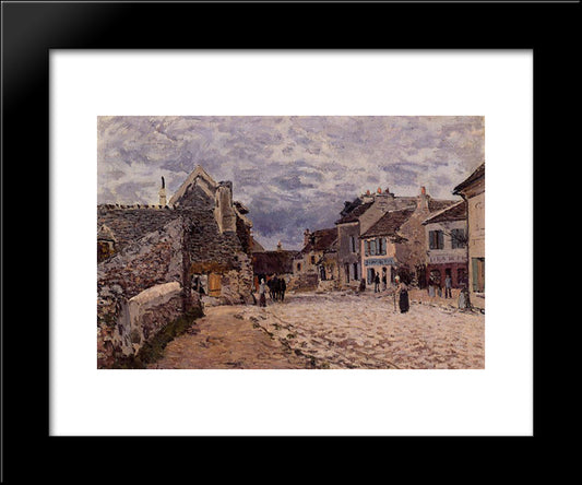 Village Street Grey Weather 20x24 Black Modern Wood Framed Art Print Poster by Sisley, Alfred