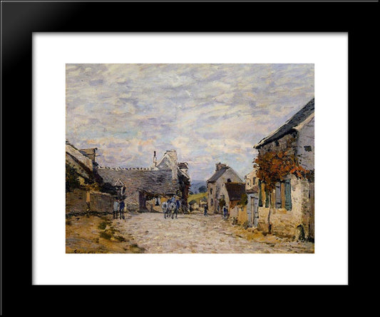 Village Street Louveciennes 20x24 Black Modern Wood Framed Art Print Poster by Sisley, Alfred