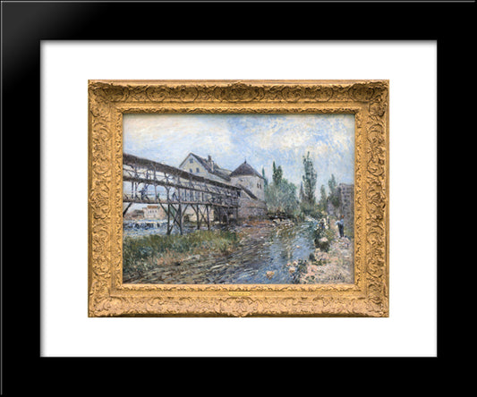 Watermill Near Moret By Alfred Sisley 20x24 Black Modern Wood Framed Art Print Poster by Sisley, Alfred