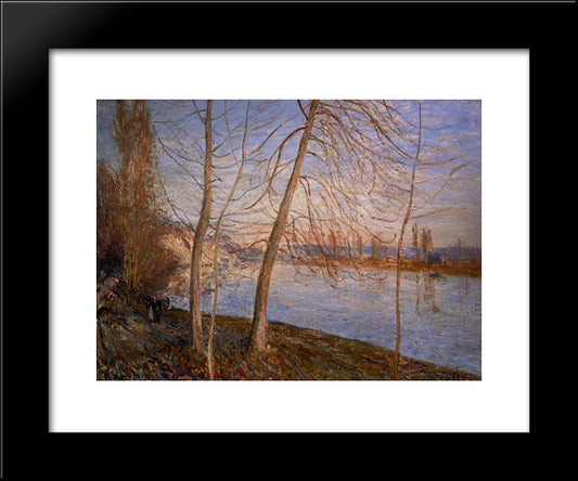 Winter Morning Veneux 20x24 Black Modern Wood Framed Art Print Poster by Sisley, Alfred