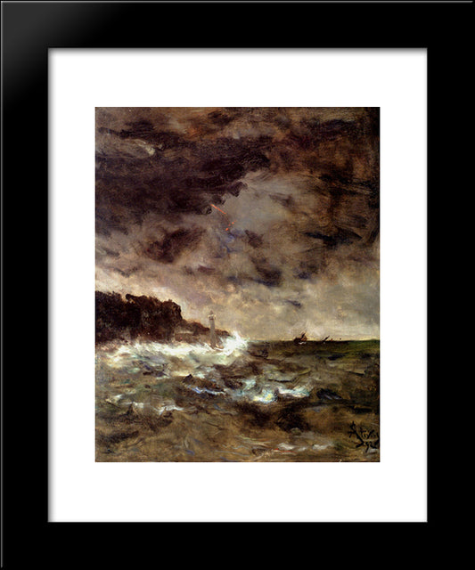 A Stormy Night 20x24 Black Modern Wood Framed Art Print Poster by Stevens, Alfred