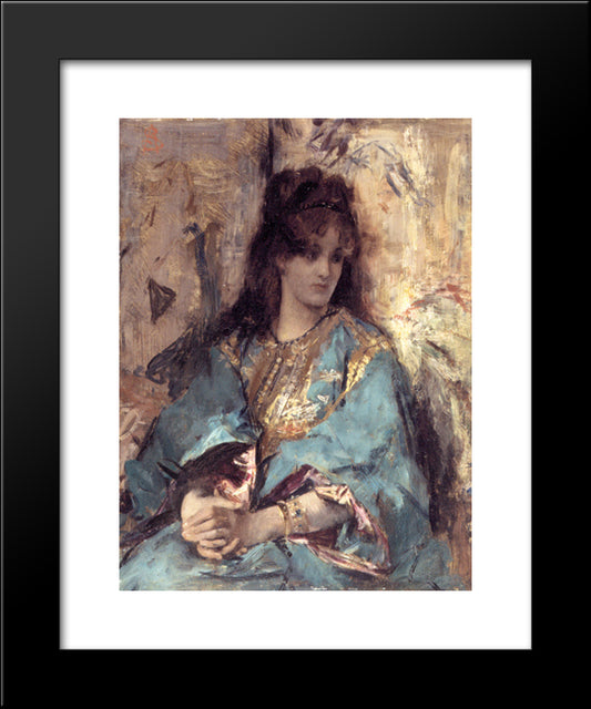 A Woman Seated In Oriental Dress 20x24 Black Modern Wood Framed Art Print Poster by Stevens, Alfred