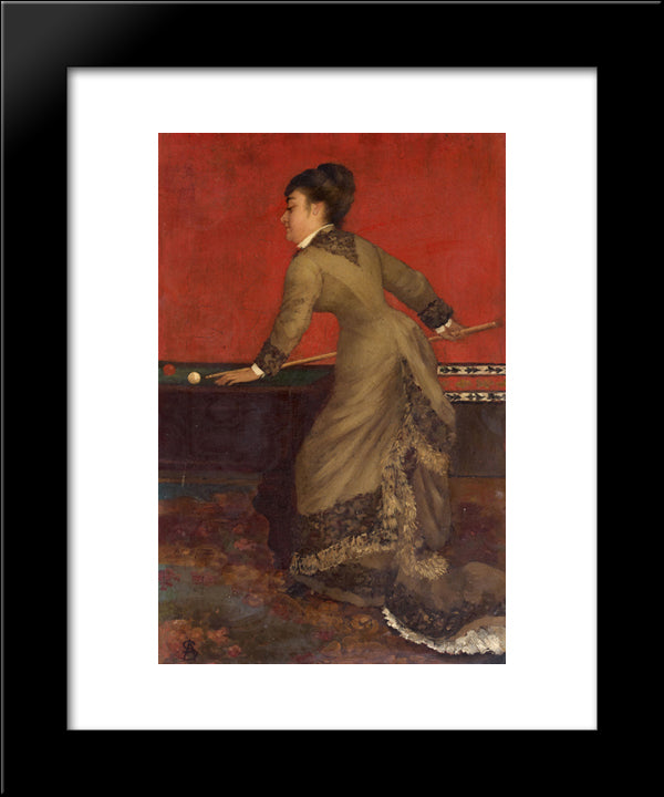 Elegant At Billiards 20x24 Black Modern Wood Framed Art Print Poster by Stevens, Alfred