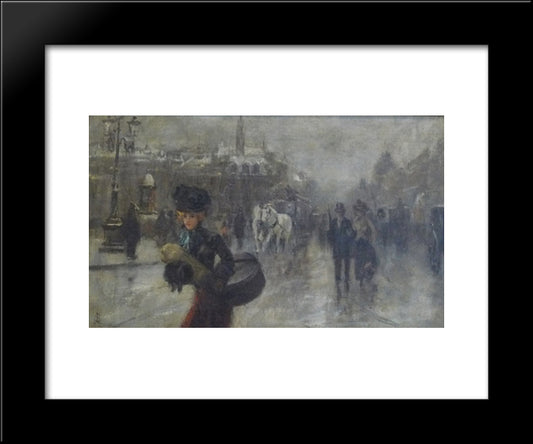 Elegant On The Boulevards 20x24 Black Modern Wood Framed Art Print Poster by Stevens, Alfred