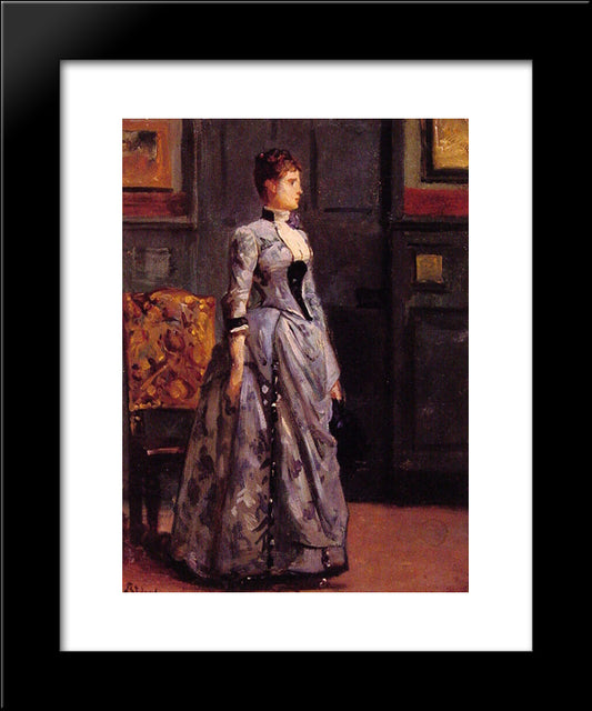 Portrait Of A Woman In Blue 20x24 Black Modern Wood Framed Art Print Poster by Stevens, Alfred